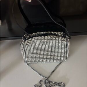 Elegant Silver Crystal-Embellished Women's Bag